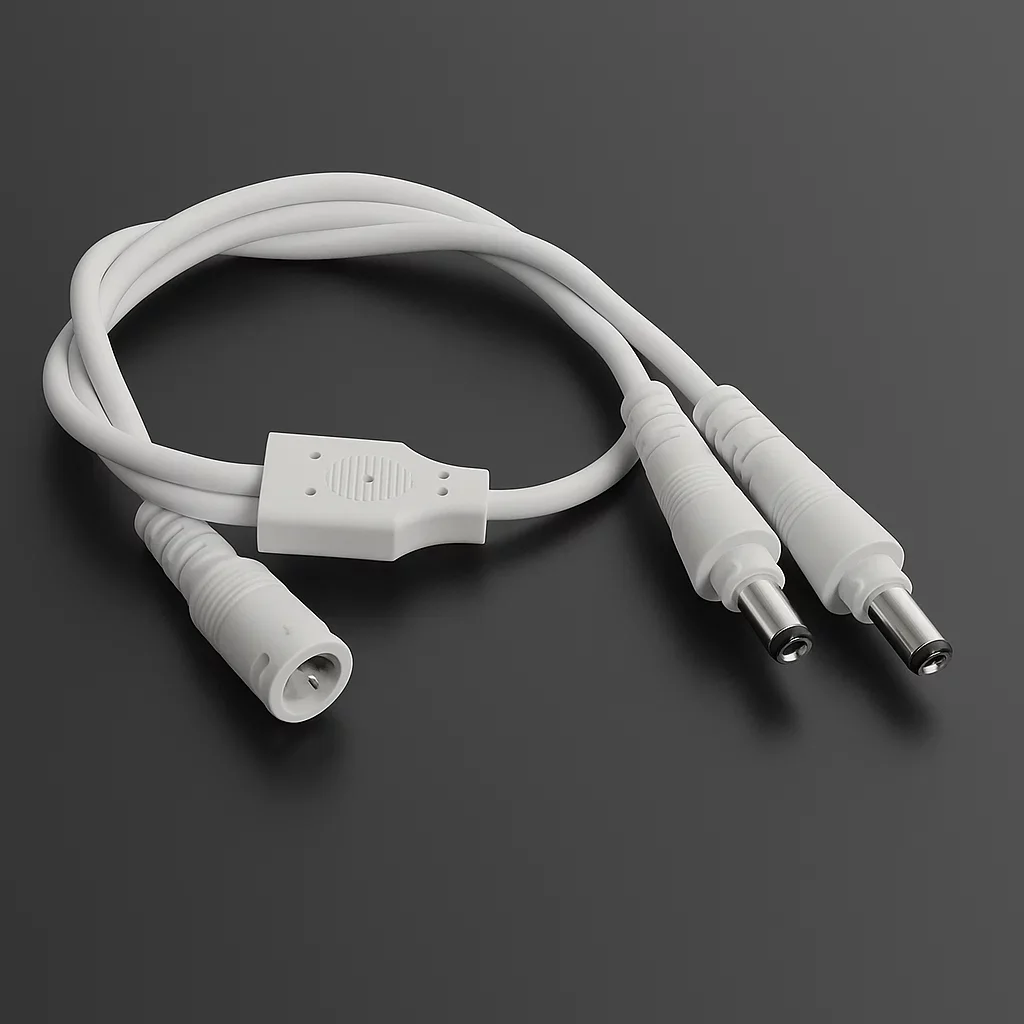 Y-Verteilerkabel verriegelbar mit 1x DC-Buchse und 2x DC-Stecker 5.5/2.5 | 2polig - für einfarbige 24V DC LED-Streifen