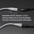 300cm wasserdichtes Verbindungskabel mit DC Buchse und DC Stecker 5.5/2.5 | 2polig - für einfarbige 24V DC LED-Streifen