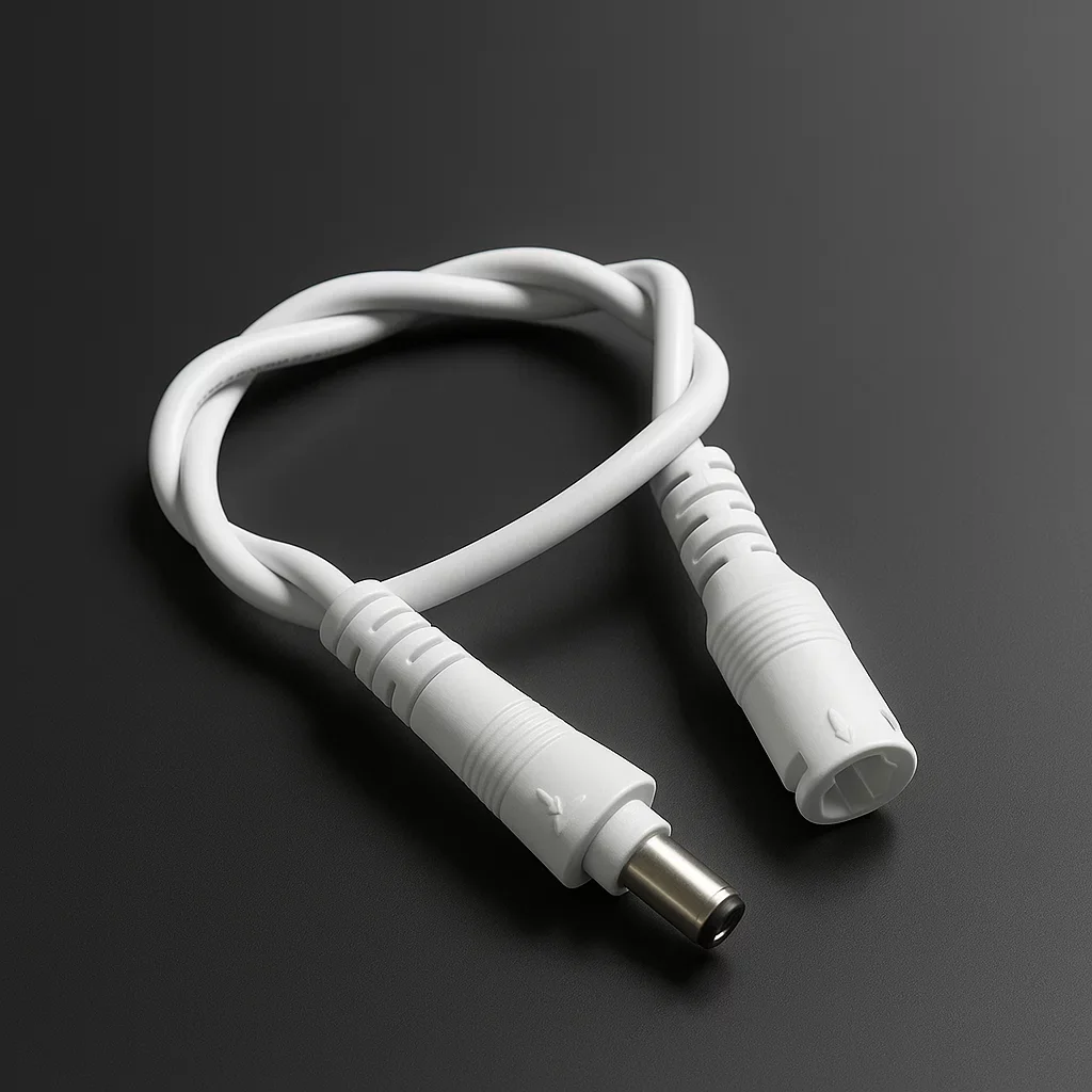 30cm Verbindungskabel verriegelbar mit DC-Buchse und DC-Stecker 5.5/2.5 | 2polig - für einfarbige 24V DC LED-Streifen