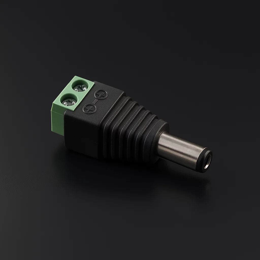 DC Hohlstecker 5.5x2.5 mit Schraubanschluss + / - | 2polig - für einfarbige 24V DC LED-Streifen
