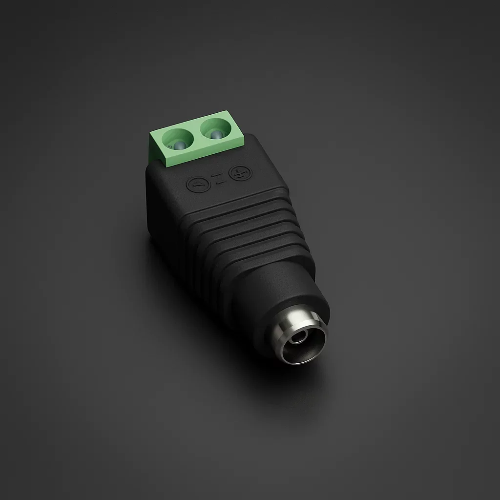 DC Hohlbuchse 5.5x2.5 mit Schraubanschluss + / - | 2polig - für einfarbige 24V DC LED-Streifen