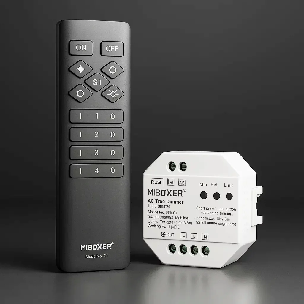230V LED-Dimmer Triac-Dimmer & 2.4 GHz 4-Zonen Fernbedienung SLIM - SET | für einfarbige 230V-LED-Streifen | MiBoxer