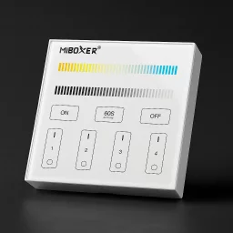 LED-Controller & 4 Zonen Touch-Wand-Panel Fernbedienung - SET | für 24VDC CCT LED-Streifen | 2.4GHz MiBoxer