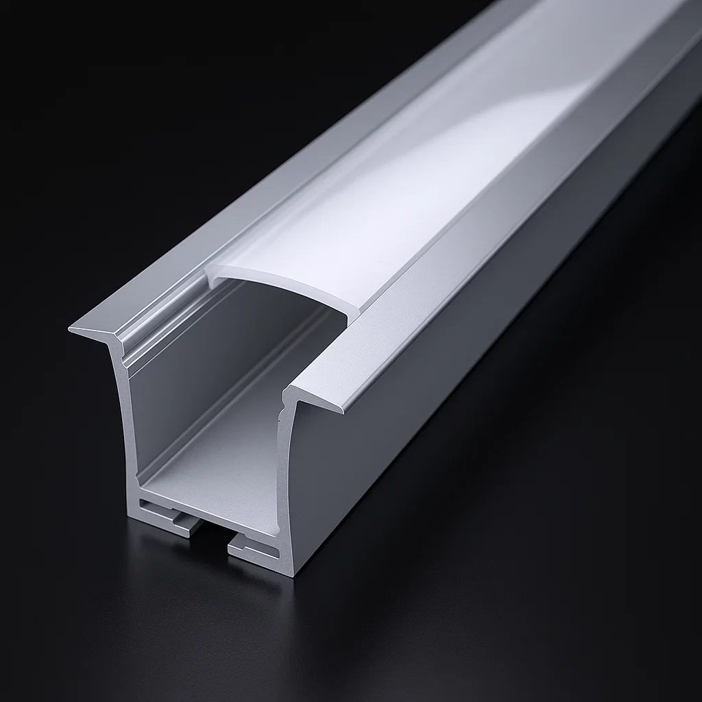 LED-Einbau-Profil RESESSED, versenkbar in Decke & Wand, breit und tief, ALU silber eloxiert, Diffusor weiß mattiert opal - für LED-Streifen bis 18mm Breite