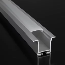 LED-Einbau-Profil RESESSED, versenkbar in Decke & Wand, breit und tief, ALU silber eloxiert, Diffusor weiß mattiert opal - für LED-Streifen bis 18mm Breite