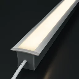 LED-Einbau-Profil RESESSED, versenkbar in Decke & Wand, breit und tief, ALU silber eloxiert, Diffusor weiß mattiert opal - für LED-Streifen bis 18mm Breite
