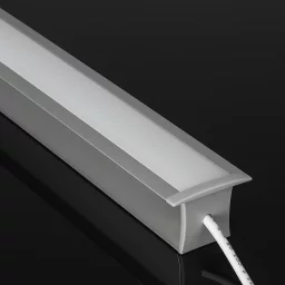 LED-Einbau-Profil RESESSED, versenkbar in Decke & Wand, breit und tief, ALU silber eloxiert, Diffusor weiß mattiert opal - für LED-Streifen bis 18mm Breite