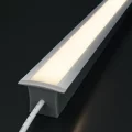 LED-Einbau-Profil RESESSED, versenkbar in Decke & Wand, breit und tief, ALU silber eloxiert, Diffusor weiß mattiert opal - für LED-Streifen bis 18mm Breite