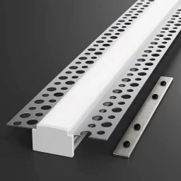 LED Einputz Profil PLASTER für Trockenbau Wände & Decken, schmal, ALU silber eloxiert, diffuse Abdeckung - für LED Streifen bis 14mm Breite