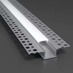 LED Einputz Profil PLASTER für Trockenbau Wände & Decken, schmal, ALU silber eloxiert, diffuse Abdeckung - für LED Streifen bis 14mm Breite