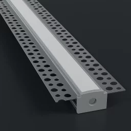 LED Einputz Profil PLASTER für Trockenbau Wände & Decken, schmal, ALU silber eloxiert, diffuse Abdeckung - für LED Streifen bis 14mm Breite