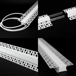 LED Einputz Profil PLASTER für Trockenbau Wände & Decken, schmal, ALU silber eloxiert, diffuse Abdeckung - für LED Streifen bis 14mm Breite