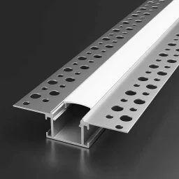 LED Einputz Profil PLASTER für Trockenbau Wände & Decken, schmal, ALU silber eloxiert, diffuse Abdeckung - für LED Streifen bis 14mm Breite