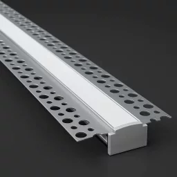 LED Einputz Profil PLASTER für Trockenbau Wände & Decken, schmal, ALU silber eloxiert, diffuse Abdeckung - für LED Streifen bis 14mm Breite