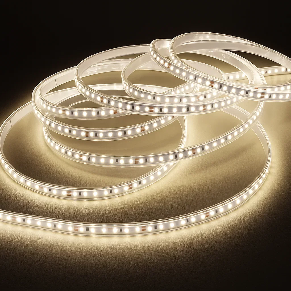 LED-Streifen 230V -- 120 × 2835 LEDs/m - 4100 K neutralweiß - wasserfest IP65 - dimmbar - nach Maß ab 10 cm bis 25 Meter