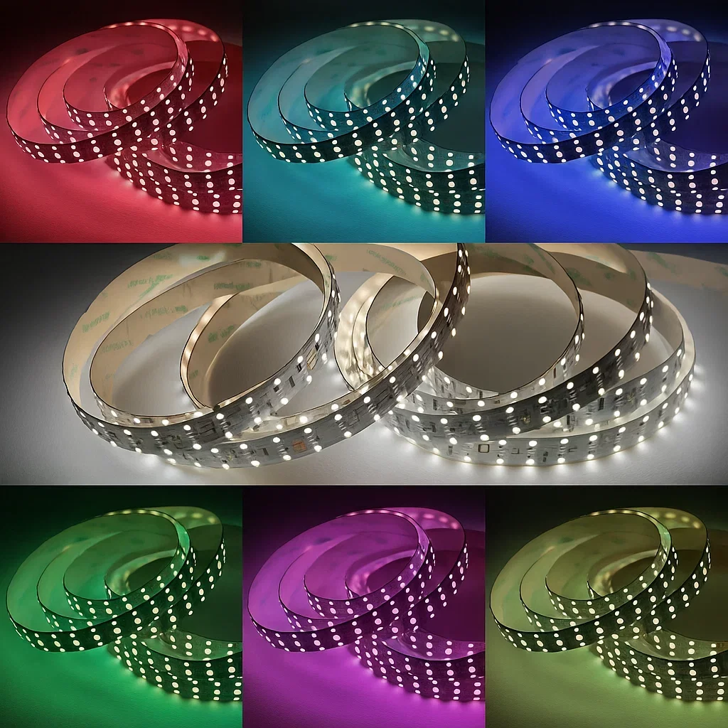 LED Streifen 24V 3-reihig - RGB & tageslichtweiß - mehrfarbig - steuerbar - dimmbar - nach Maß ab 10 cm bis 7,5 Meter