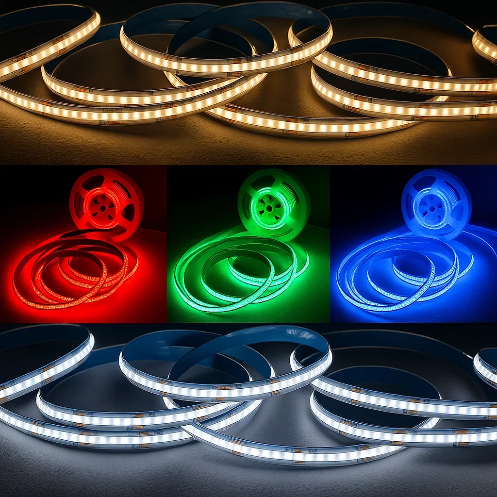 LED-Streifen 24V COB - RGB CCT - farbwechselnd - steuerbare Farbtemperatur - Dualweiß & Fullcolor - dimmbar - nach Maß ab 4,2 cm bis 5 Meter