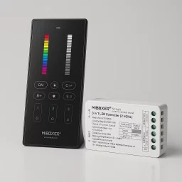 LED-Controller und 3-Zonen Stand-Fernbedienung - SET | für 24VDC RGB, RGBW und RGB+CCT LED-Streifen | 2.4GHz MiBoxer