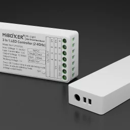 LED-Controller und 3-Zonen Stand-Fernbedienung - SET | für 24VDC RGB, RGBW und RGB+CCT LED-Streifen | 2.4GHz MiBoxer