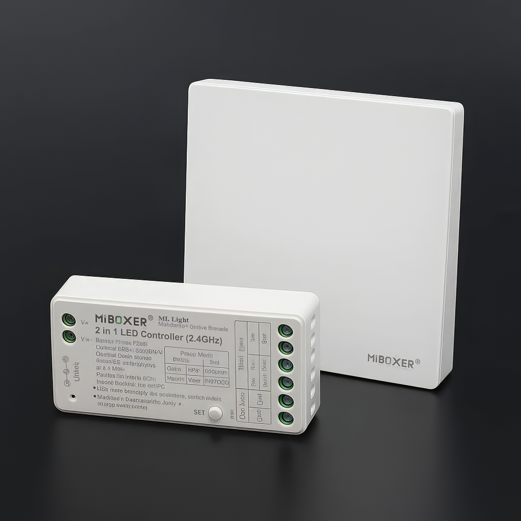 LED-Dimmer & Funk Push-Taster im SET | für einfarbige 24V LEDs | 2.4GHz